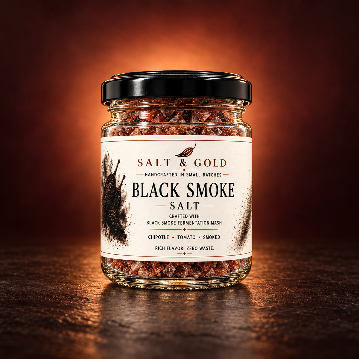 BLACK SMOKE – Geräuchertes Maldon Meersalz mit Chipotle | 100 g