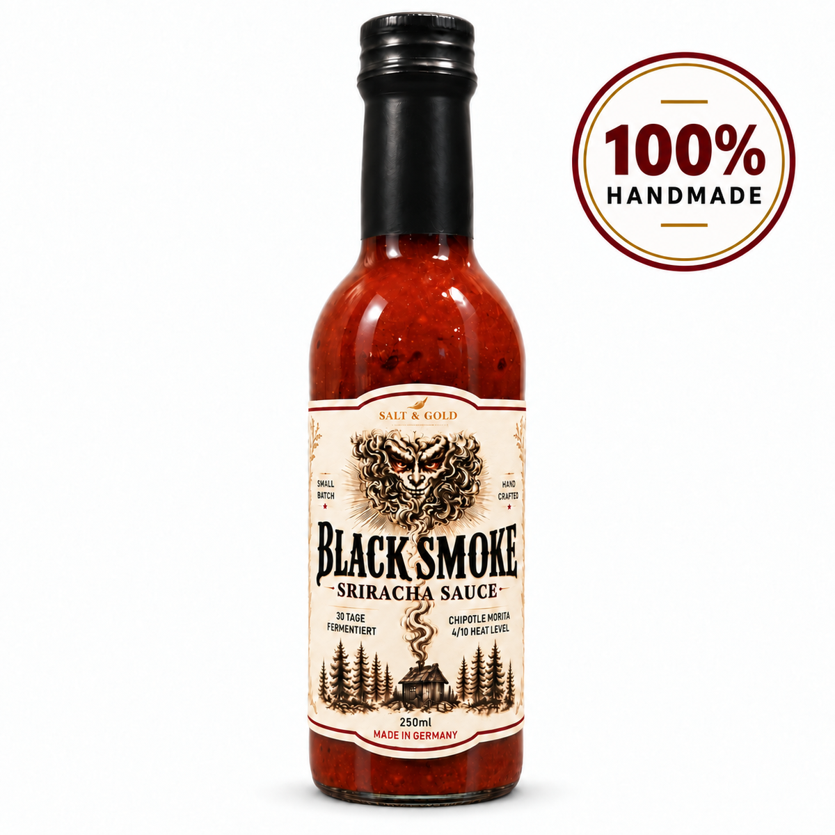 BLACK SMOKE – 30 Tage fermentierte Chipotle Sriracha | 250 ml