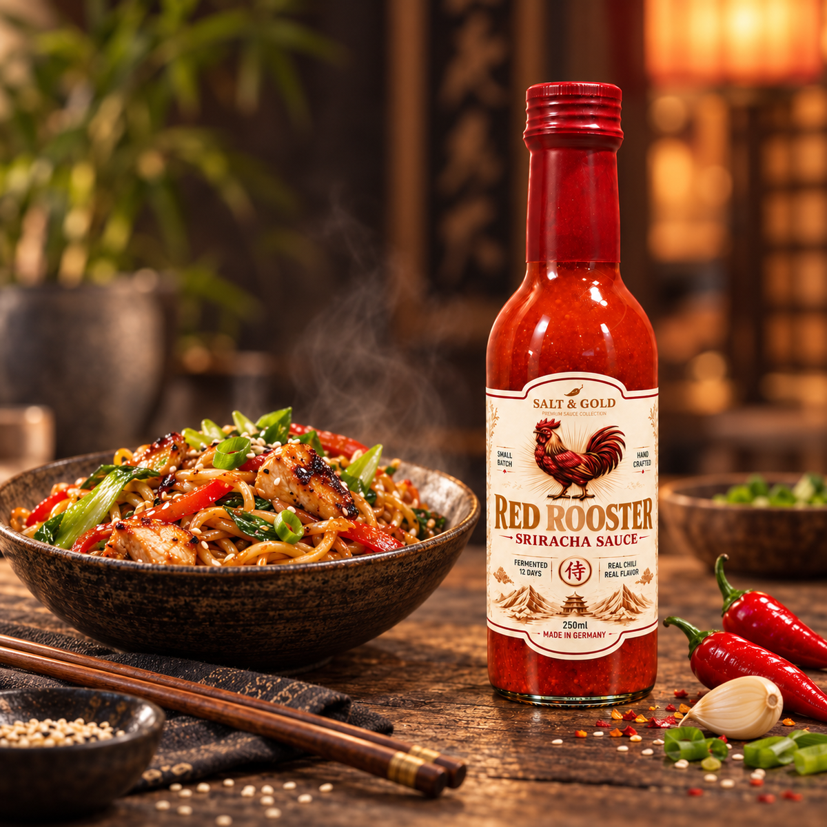 RED ROOSTER – Fermentierte Premium Sriracha | Fruchtig, würzig & mild-scharf | 250 ml