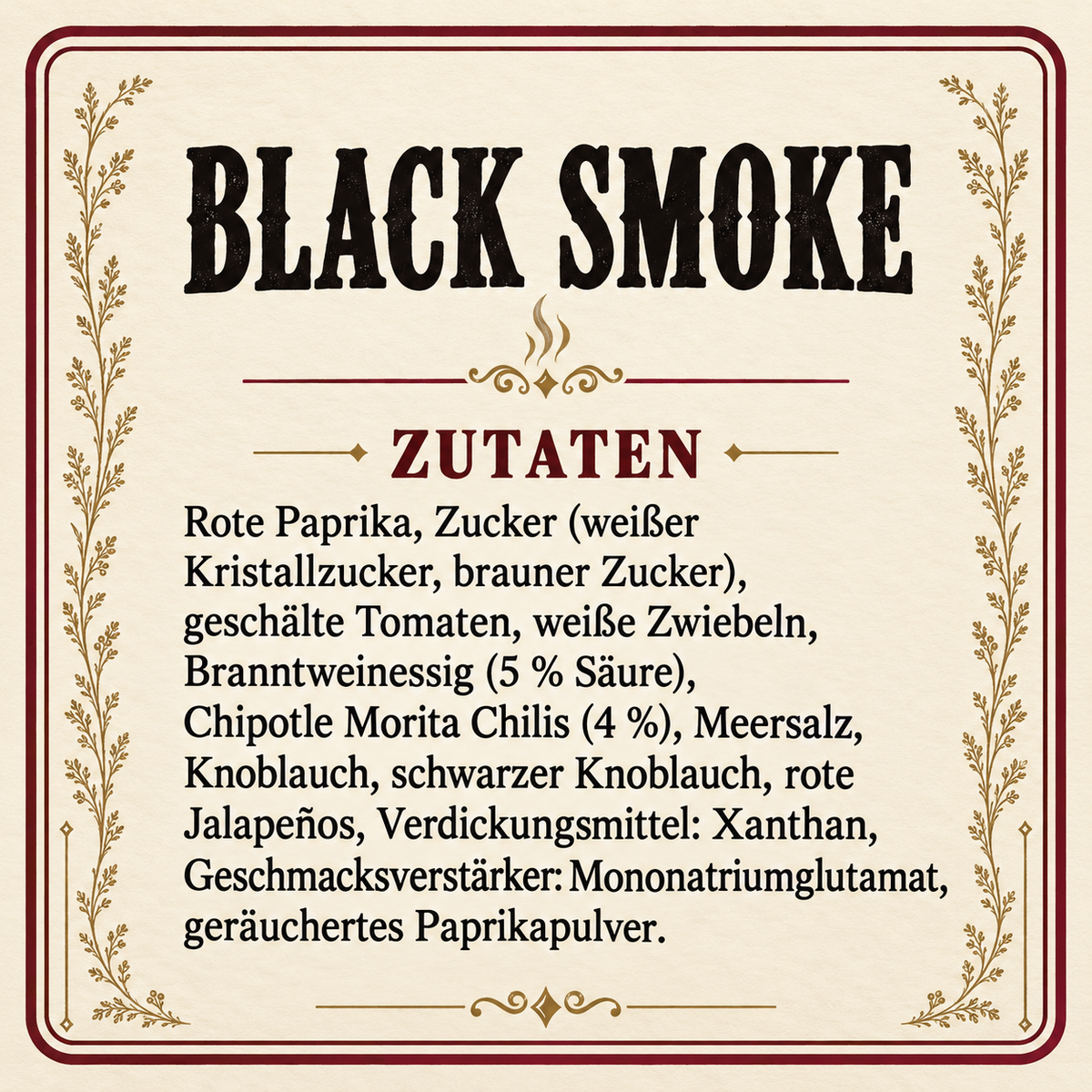 BLACK SMOKE – 30 Tage fermentierte Chipotle Sriracha | 250 ml