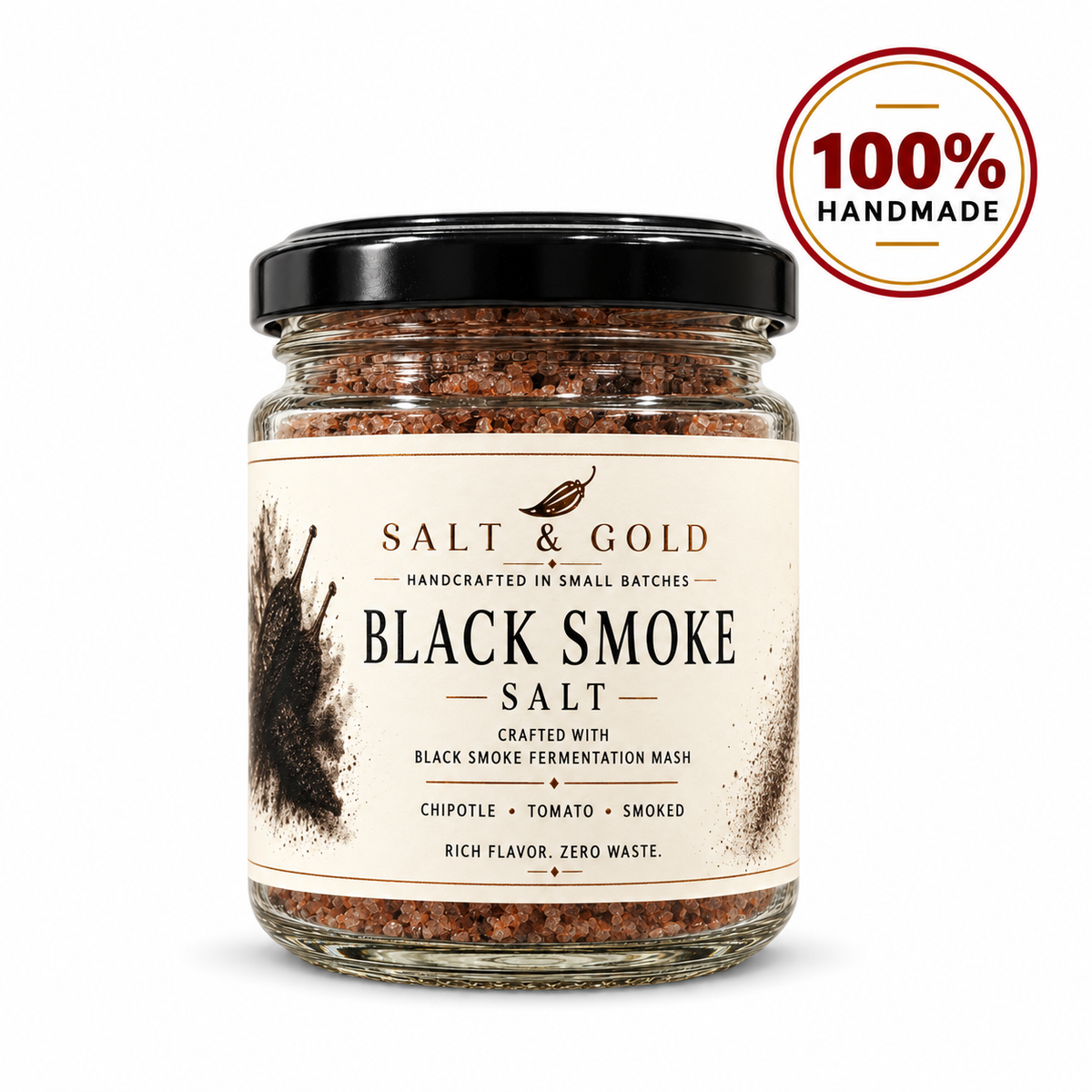 BLACK SMOKE – Geräuchertes Maldon Meersalz mit Chipotle | 100 g